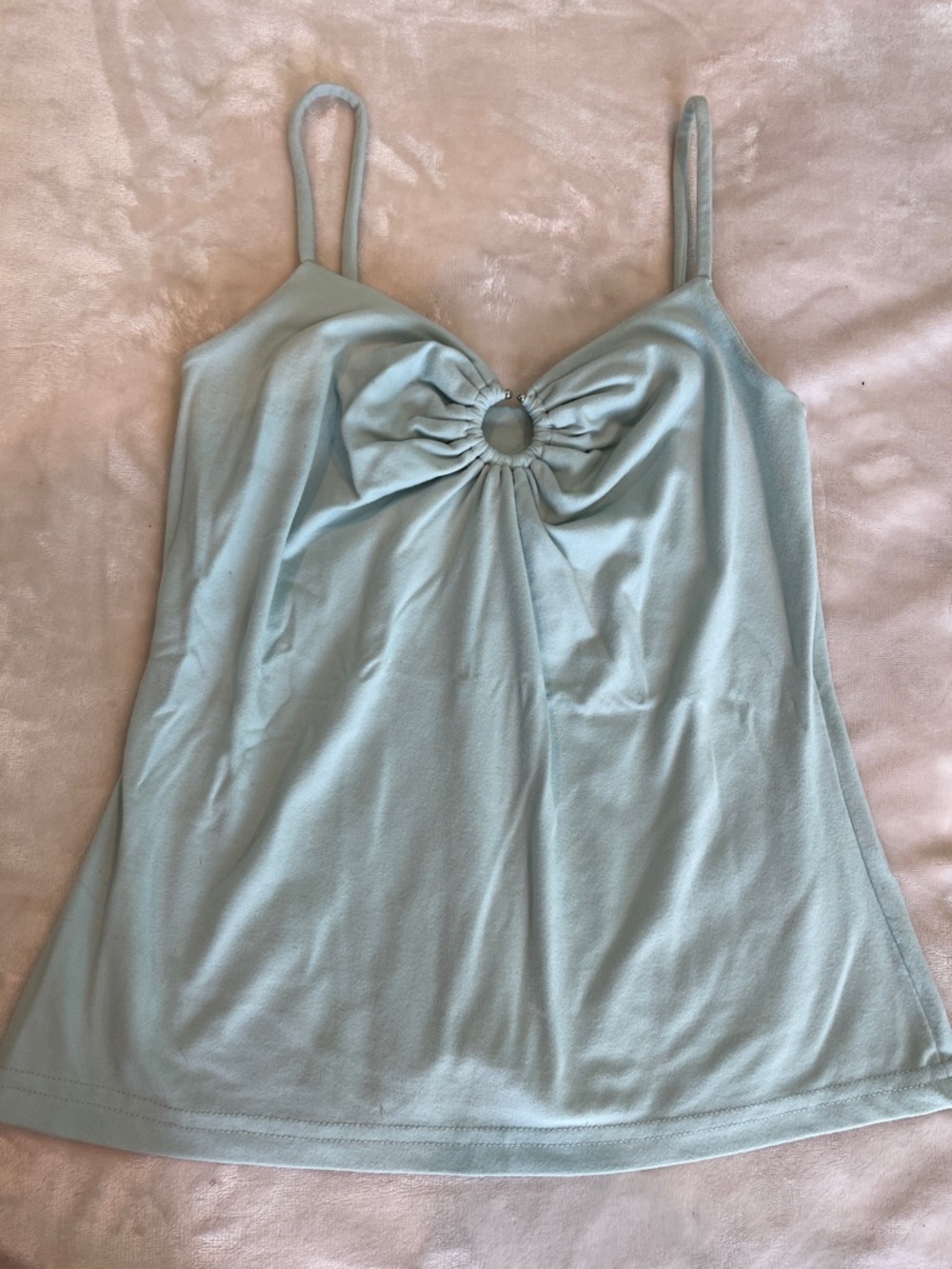 Susana Monaco Light Blue Ring-Front Spaghetti Strap Camisole